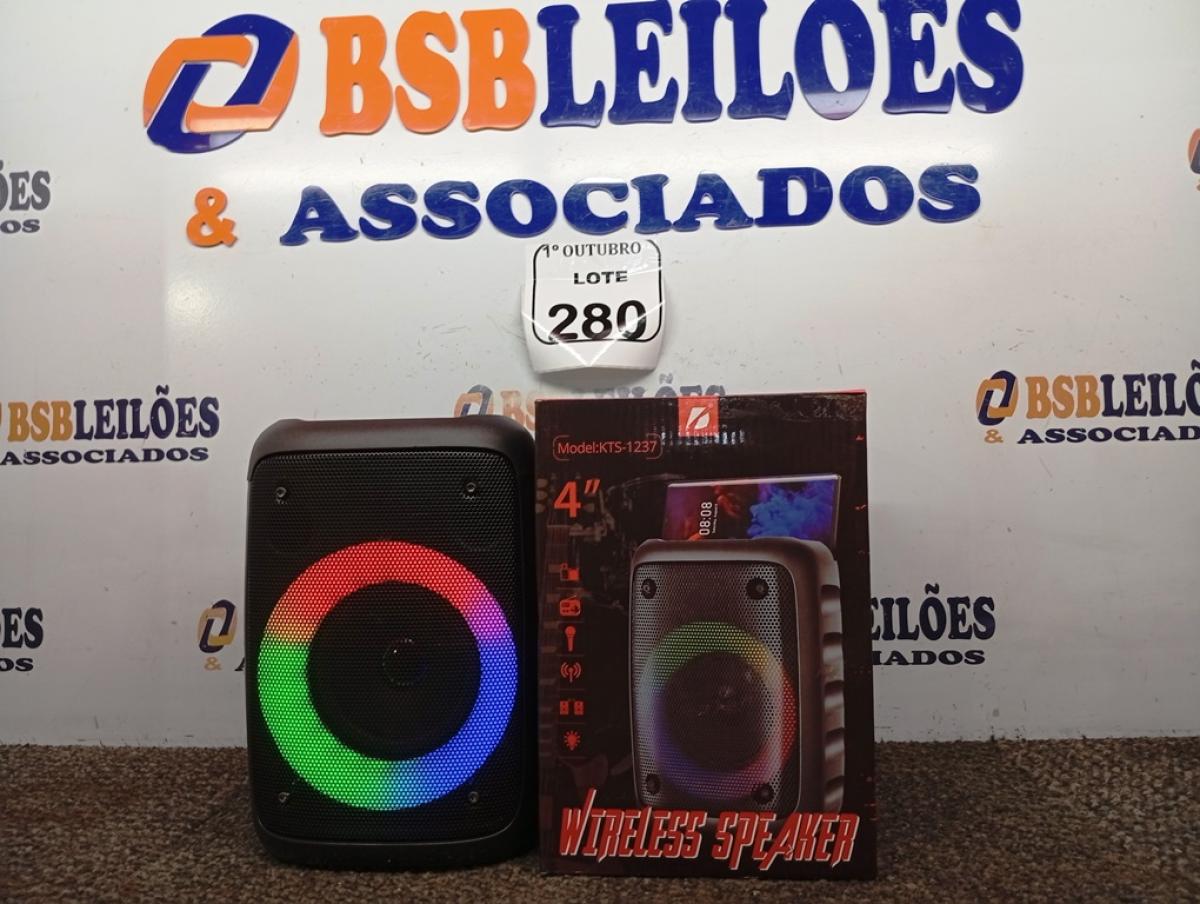 01 CAIXA DE SOM WIRELESS SPEAKER MODELO KTS-1237(NOVO) (NO ESTADO) ATENÇÃO! FAZER A VISITAÇÃO ANTES DE ARREMATAR, NÃO SABEMOS SE FUNCIONA. LEILÃO NÃO TEM GARANTIA E NEM DEVOLUÇÃO, SUJEITO A POSSÍVEIS AVARIAS VISÍVEIS/OCULTAS E/OU AUSÊNCIA DE COMPONENTES.