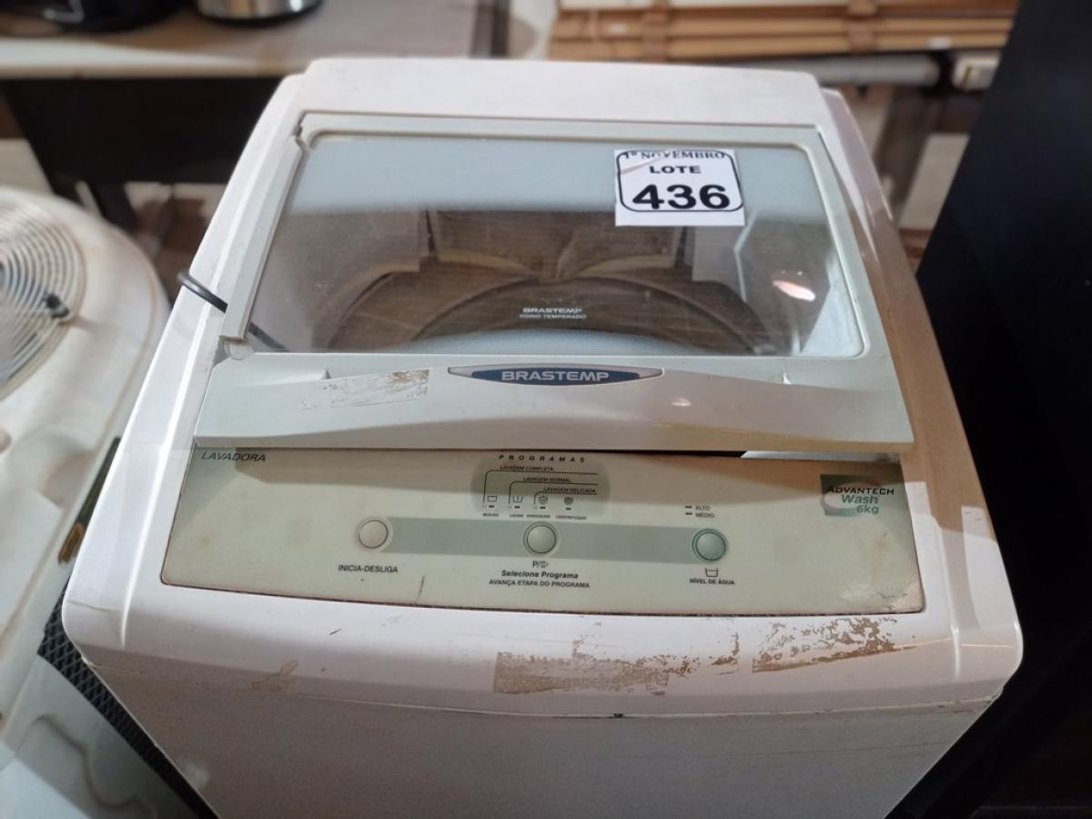 01 MÁQUINA DE LAVAR ROUPAS BRASTEMP 06KG 220V. (NO ESTADO) ATENÇÃO! FAZER A VISITAÇÃO ANTES DE ARREMATAR, NÃO SABEMOS SE FUNCIONA. LEILÃO NÃO TEM GARANTIA E NEM DEVOLUÇÃO, SUJEITO A POSSÍVEIS AVARIAS VISÍVEIS/OCULTAS E/OU AUSÊNCIA DE COMPONENTES.